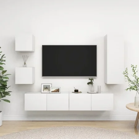 5-teiliges TV-Wohnzimmermöbelset aus weißem Holzwerkstoff von vidaXL, TV-Möbel - Ref: Foro24-3078696, Preis: 191,03 €, Rabatt: %