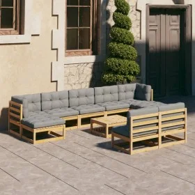 10-piece garden furniture set with solid pine wood cushions by vidaXL, Garden sets - Ref: Foro24-3077139, Price: 834,92 €, Di...
