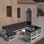 10-teiliges Gartenmöbel-Set mit Kissen aus weißem Kiefernholz von vidaXL, Gartensets - Ref: Foro24-3077160, Preis: 858,28 €, ...