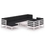 10-teiliges Gartenmöbel-Set mit Kissen aus weißem Kiefernholz von vidaXL, Gartensets - Ref: Foro24-3077160, Preis: 858,28 €, ...
