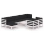 Set de muebles de jardín 10 pzas con cojines madera pino blanco de vidaXL, Conjuntos de jardín - Ref: Foro24-3077160, Precio:...