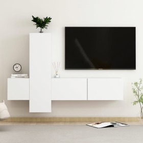 3-teiliges Holzwerkstoff-Wohnzimmer TV-Möbelset weiß von vidaXL, TV-Möbel - Ref: Foro24-3078656, Preis: 134,35 €, Rabatt: %