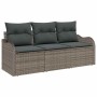 Conjunto de sofá de jardín con cojín 3 pcs Gris Poliratán