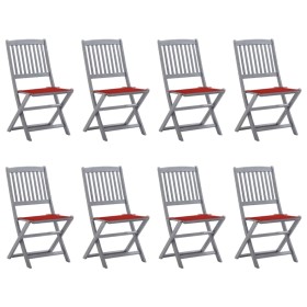 Folding garden chairs 8 units and solid acacia wood cushions by vidaXL, Garden chairs - Ref: Foro24-3078296, Price: 422,11 €,...