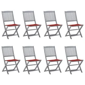 Folding garden chairs 8 units and solid acacia wood cushions by vidaXL, Garden chairs - Ref: Foro24-3078296, Price: 415,16 €,...