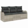 Conjunto de sofá de jardín con cojín 3 pcs Gris Claro Poliratán