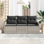 Conjunto de sofá de jardín con cojín 3 pcs Gris Claro Poliratán