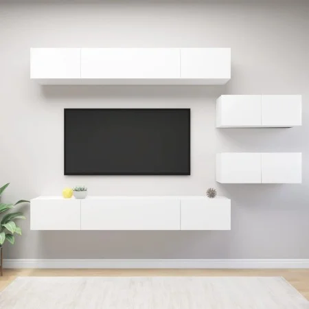 6-teiliges TV-Wohnzimmermöbelset aus weißem Holzwerkstoff von vidaXL, TV-Möbel - Ref: Foro24-3078728, Preis: 338,34 €, Rabatt: %