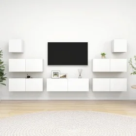 7-teiliges Holzwerkstoff-TV-Wohnzimmermöbel-Set weiß von vidaXL, TV-Möbel - Ref: Foro24-3078713, Preis: 306,19 €, Rabatt: %