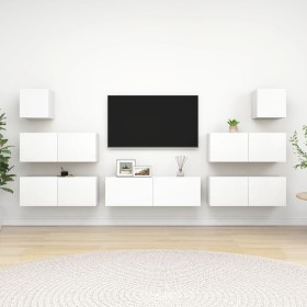 7-teiliges Holzwerkstoff-TV-Wohnzimmermöbel-Set weiß von vidaXL, TV-Möbel - Ref: Foro24-3078713, Preis: 279,44 €, Rabatt: %