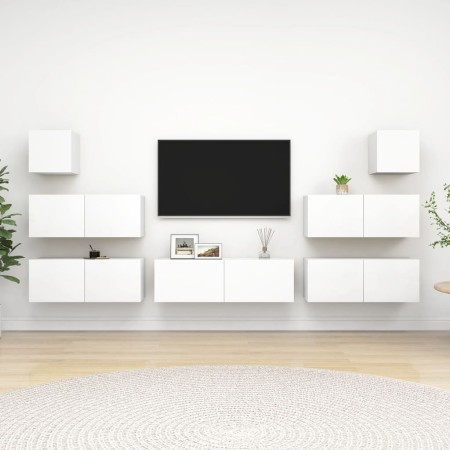 7-teiliges Holzwerkstoff-TV-Wohnzimmermöbel-Set weiß von vidaXL, TV-Möbel - Ref: Foro24-3078713, Preis: 279,44 €, Rabatt: %