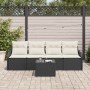 Conjunto de sofá de jardín 5 pcs Negro y crema 55 x 55 x 37 cm