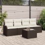 Conjunto de sofá de jardín 5 pcs Marrón y crema 55 x 55 x 37 cm