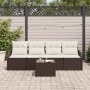 Conjunto de sofá de jardín 5 pcs Marrón y crema 55 x 55 x 37 cm