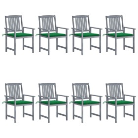 Garden chairs with cushions 8 pcs solid gray acacia wood by vidaXL, Garden chairs - Ref: Foro24-3078227, Price: 540,49 €, Dis...