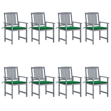 Garden chairs with cushions 8 pcs solid gray acacia wood by vidaXL, Garden chairs - Ref: Foro24-3078227, Price: 540,27 €, Dis...
