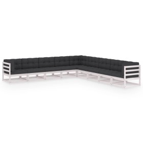 9-piece garden furniture set with white pine wood cushions by vidaXL, Garden sets - Ref: Foro24-3076895, Price: 892,63 €, Dis...