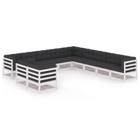 11-piece garden furniture set with white pine wood cushions by vidaXL, Garden sets - Ref: Foro24-3076985, Price: 1,00 €, Disc...