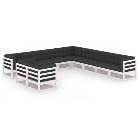 11-piece garden furniture set with white pine wood cushions by vidaXL, Garden sets - Ref: Foro24-3076985, Price: 1,00 €, Disc...