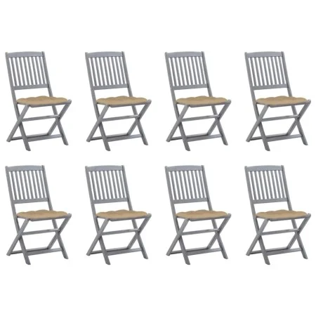 8 pcs folding garden chairs and solid acacia wood cushions by vidaXL, Garden chairs - Ref: Foro24-3078308, Price: 402,33 €, D...