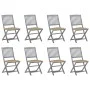 8 pcs folding garden chairs and solid acacia wood cushions by vidaXL, Garden chairs - Ref: Foro24-3078308, Price: 402,33 €, D...