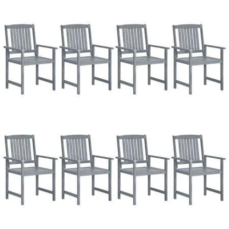 Sillas de jardín 8 unidades madera maciza de teca gris de vidaXL, Sillas de jardín - Ref: Foro24-3078206, Precio: 483,08 €, D...
