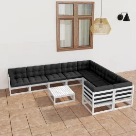 Garden furniture set, 10 pieces with white pine wood cushions. by vidaXL, Garden sets - Ref: Foro24-3077040, Price: 912,96 €,...
