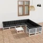 10-teiliges Gartenmöbel-Set mit Kissen aus weißem Kiefernholz von vidaXL, Gartensets - Ref: Foro24-3077040, Preis: 912,96 €, ...