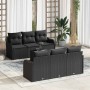 Conjunto de sofá de jardín Manual 7 pcs Negro 55 x 55 x 37 cm