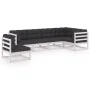 Muebles de jardín 6 piezas con cojines de madera de pino maciza de vidaXL, Conjuntos de jardín - Ref: Foro24-3076635, Precio:...