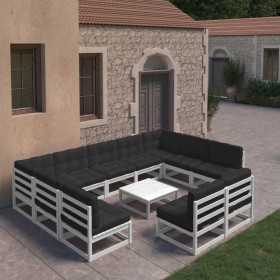 Garden furniture set, 10 pieces with white pine wood cushions. by vidaXL, Garden sets - Ref: Foro24-3077220, Price: 883,74 €,...