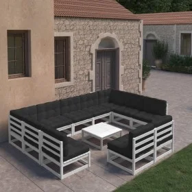 Garden furniture set, 10 pieces with white pine wood cushions. by vidaXL, Garden sets - Ref: Foro24-3077220, Price: 867,00 €,...
