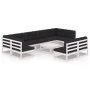 10-teiliges Gartenmöbel-Set mit Kissen aus weißem Kiefernholz von vidaXL, Gartensets - Ref: Foro24-3077220, Preis: 866,58 €, ...