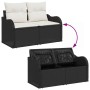 Conjunto de sofá de jardín 7 pcs Negro y crema 55 x 55 x 37 cm