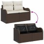 Conjunto de sofá de jardín 7 pcs Marrón y crema 55 x 55 x 37 cm