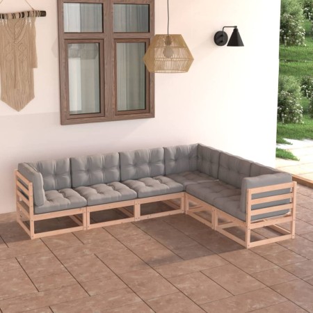 Gartenmöbel-Set 6-teilig und Kissen aus massivem Kiefernholz von vidaXL, Gartensets - Ref: Foro24-3076784, Preis: 549,56 €, R...