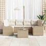 Conjunto de sofá de jardín 7 pcs Beige y Crema 55 x 55 x 37 cm