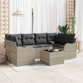 Conjunto de sofá de jardín 7 pcs Gris Claro y Gris Oscuro