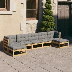 7-piece garden furniture set with solid pine wood cushions by vidaXL, Garden sets - Ref: Foro24-3077124, Price: 593,18 €, Dis...
