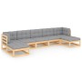 7-teiliges Gartenmöbel-Set und Kissen aus massivem Zirbenholz von vidaXL, Gartensets - Ref: Foro24-3077124, Preis: 602,18 €, ...