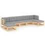 Juego de muebles de jardín 7 pzas y cojines madera maciza pino de vidaXL, Conjuntos de jardín - Ref: Foro24-3077124, Precio: ...
