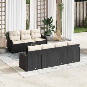 Conjunto de sofá de jardín con cojín 8 pcs Negro y crema en Sofás de exterior | Comprar online en Foro24