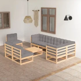 Set mit 9 Gartenmöbeln und Kissen aus massivem Zirbenholz von vidaXL, Gartensets - Ref: Foro24-3076679, Preis: 814,85 €, Raba...