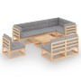 Set mit 9 Gartenmöbeln und Kissen aus massivem Zirbenholz von vidaXL, Gartensets - Ref: Foro24-3076679, Preis: 825,70 €, Raba...