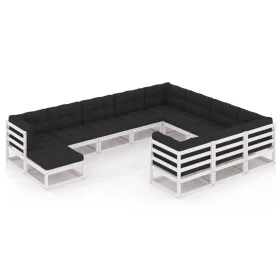 11-piece garden furniture set with white pine wood cushions by vidaXL, Garden sets - Ref: Foro24-3077085, Price: 1,00 €, Disc...