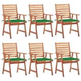 Garden dining chairs and cushions 6 units solid acacia wood by vidaXL, Garden chairs - Ref: Foro24-3078352, Price: 390,59 €, ...