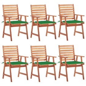 Sillas comedor de jardín y cojines 6 uds madera maciza acacia de vidaXL, Sillas de jardín - Ref: Foro24-3078352, Precio: 410,...