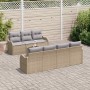Conjunto de sofá de jardín 8 pcs Beige y gris 55 x 55 x 37 cm