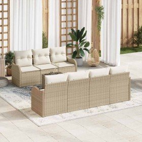 Conjunto de sofá de jardín 8 pcs Beige y Crema 55 x 55 x 37 cm