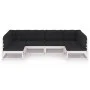 Set muebles jardín 6 pzas con cojines madera maciza pino blanco de vidaXL, Conjuntos de jardín - Ref: Foro24-3077175, Precio:...